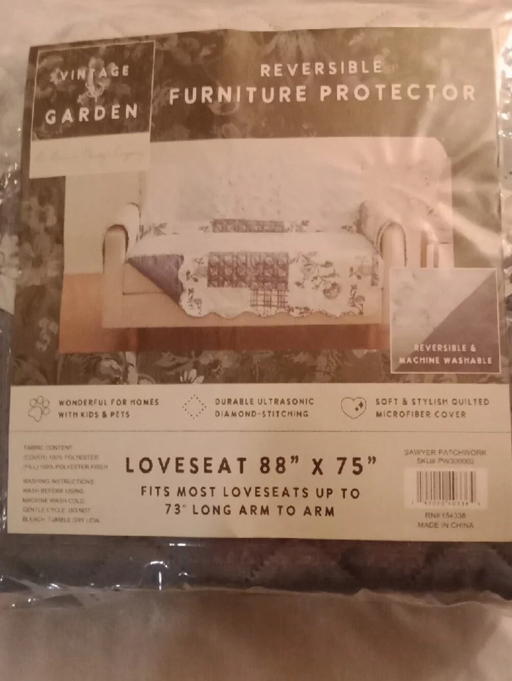 Heritage Reversible Loveseat Furniture Protector - Blue